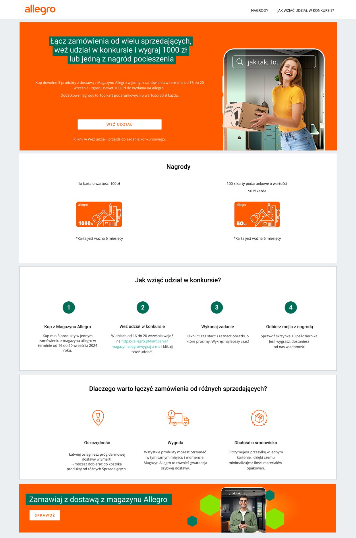 Allegro contest landing page mockup